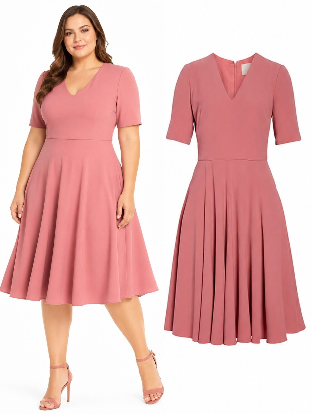 Gal Meets Glam Pink Edith City Crepe Fit & Flare Midi Dress